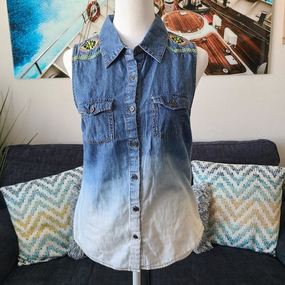 girl krazy Tops - Embroidered Button Down By Girl Krazy